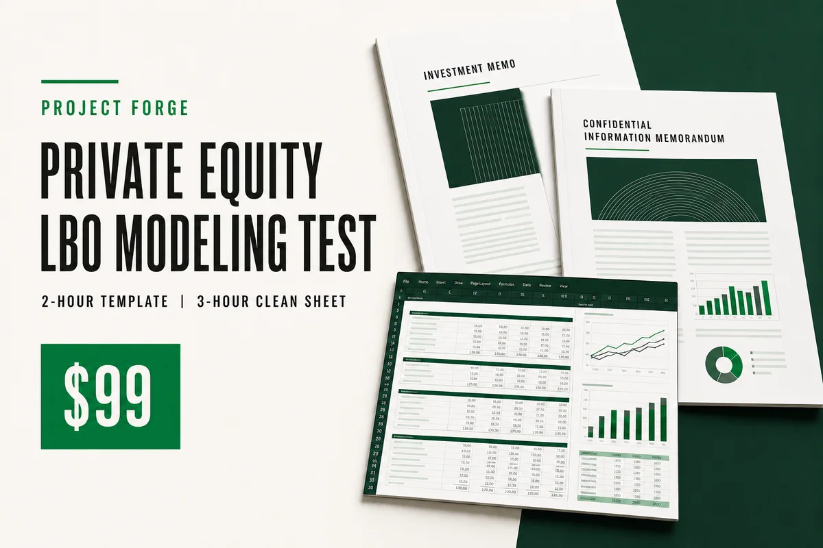 Project Forge private equity LBO modeling test with a CIM, investment memo, and Excel model